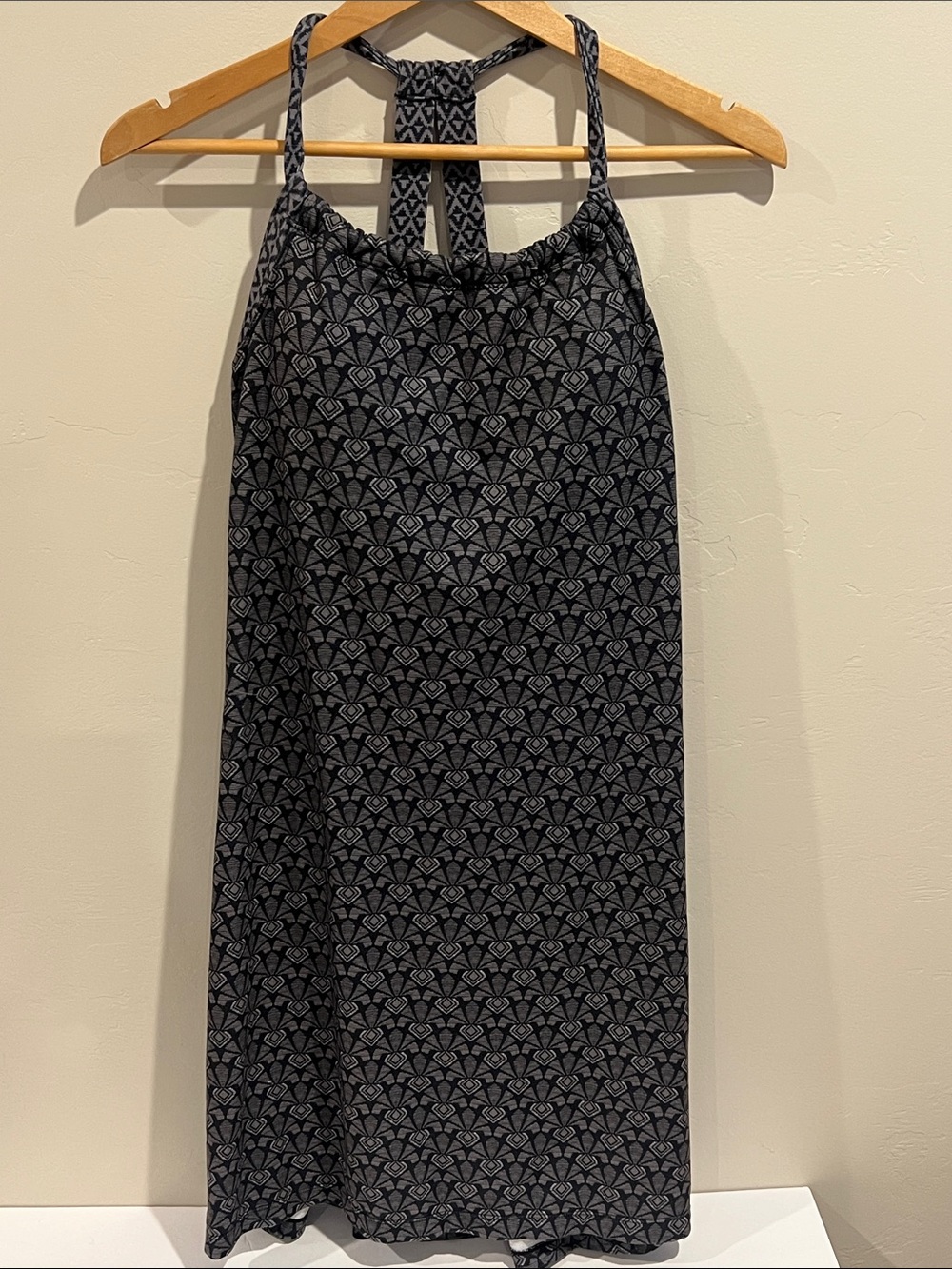 Prana Black Mini Dress with Subtle Gray Pattern